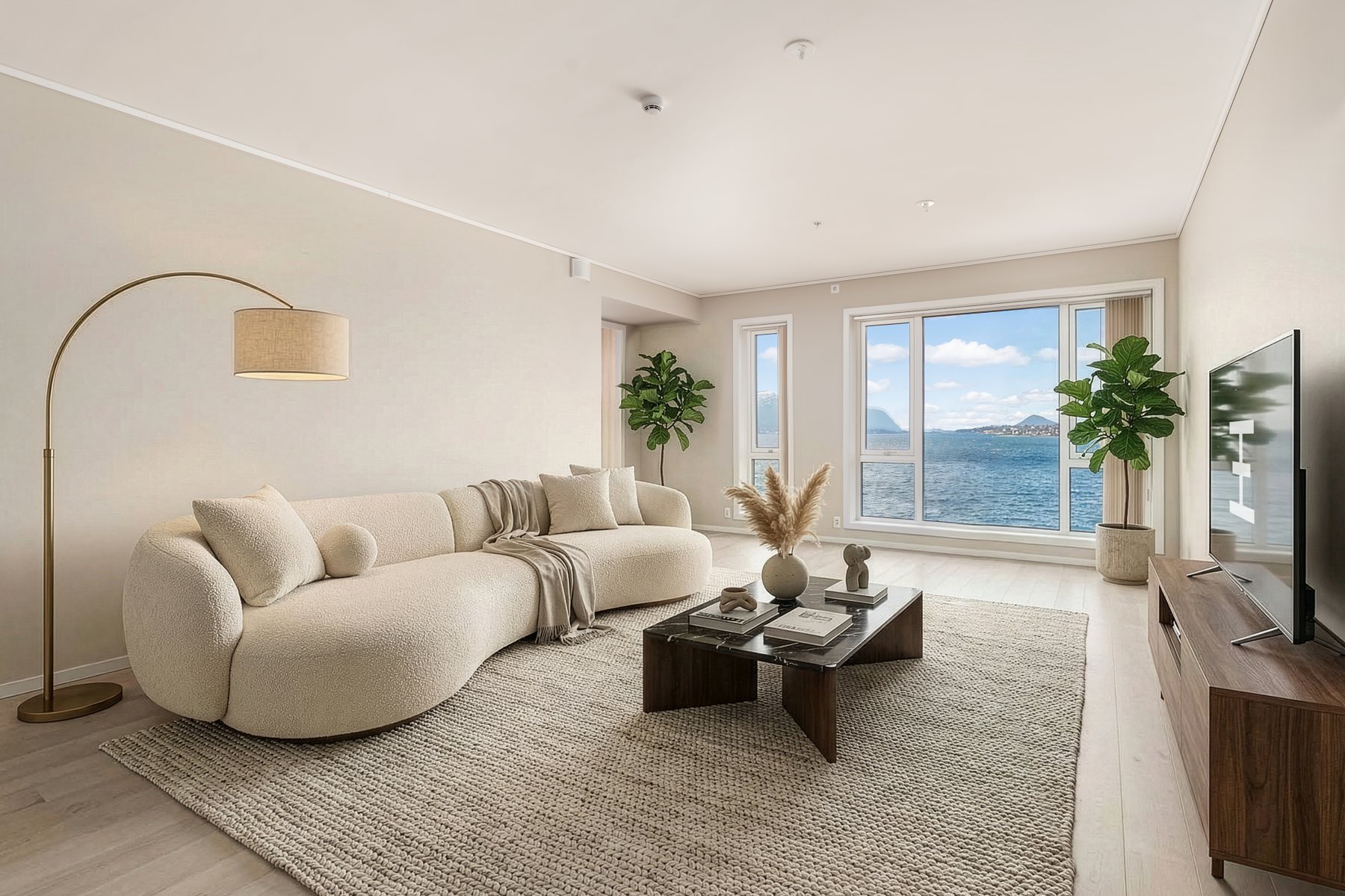 Living room with digitally staged furniture